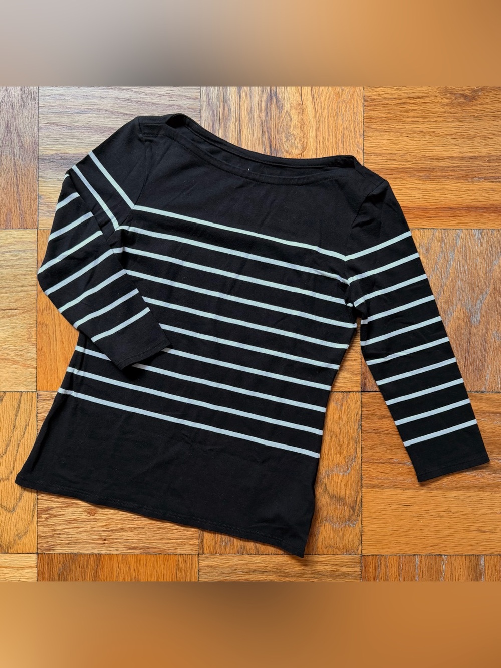 Joie Black Top with White Stripes